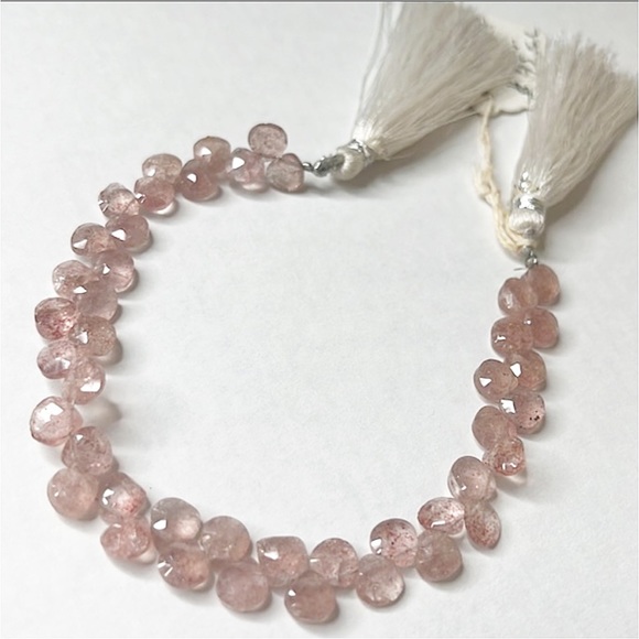 Artisan Jewelry - Sunstone faceted teardrop beads